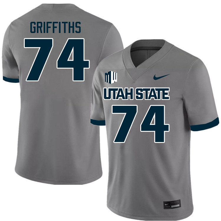 Utah State Aggies #74 Jarvis Griffiths College Football Jerseys Stitched Sale-Grey